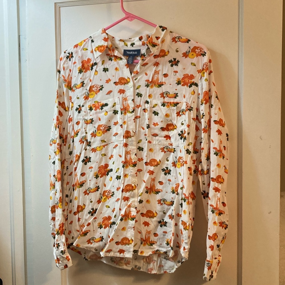 Modcloth Fox and Mushroom Print Shirt